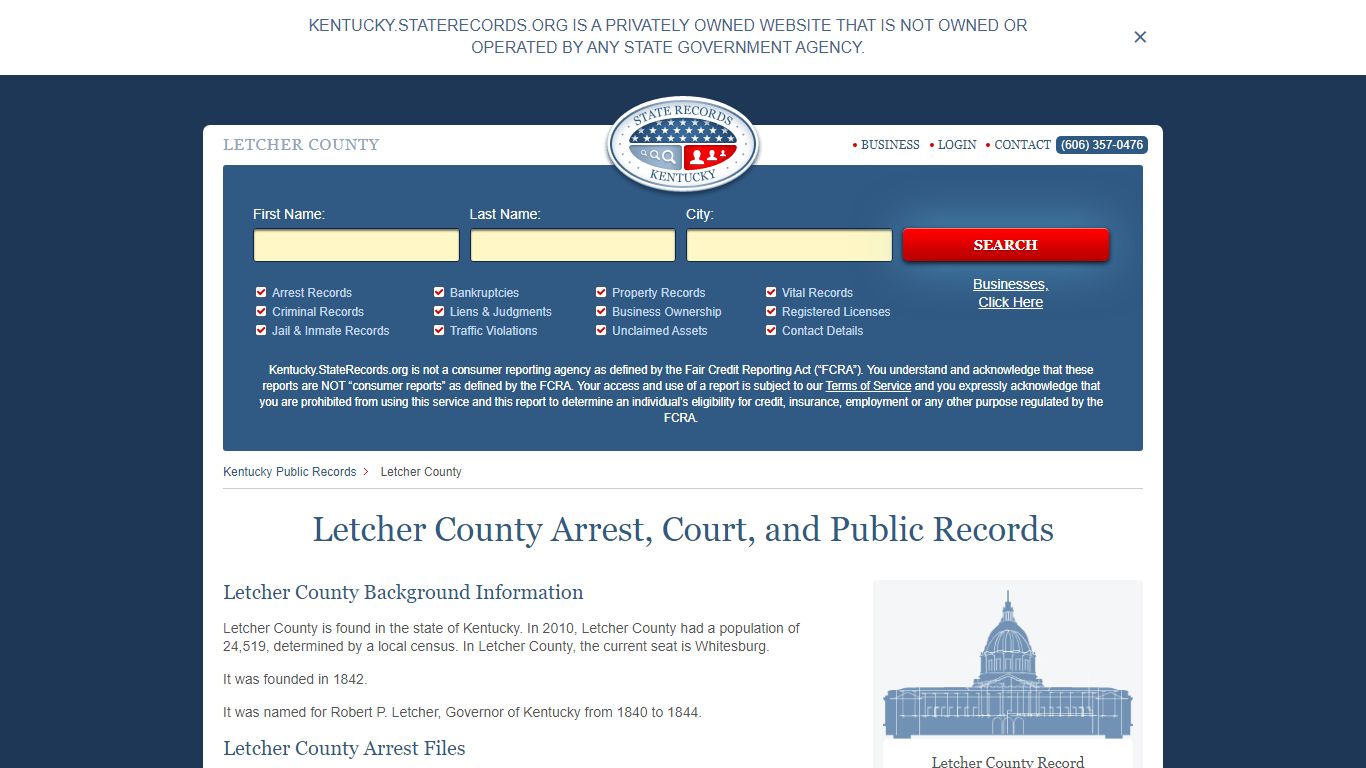 Letcher County Arrest, Court, and Public Records