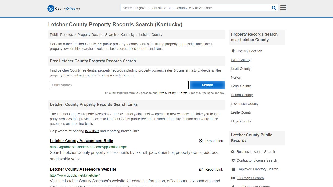 Letcher County Property Records Search (Kentucky) - County Office